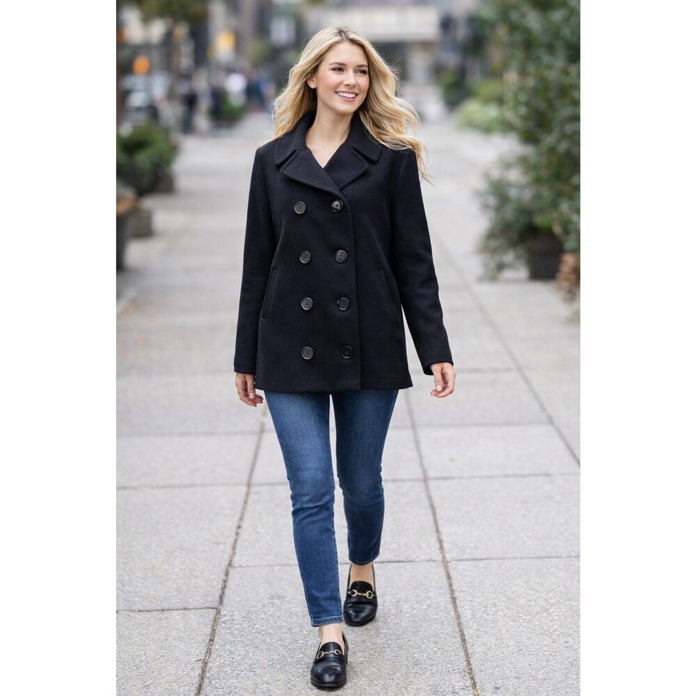 Sterlingwear Anchor Collection Women’s Wool Pea Coat Black Size 18R Nautical
